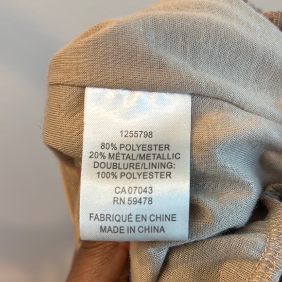 Joie Brocade High Neck Smocked Waist Tan Multicolor Shimmer Floral Top L - Picture 4 of 11